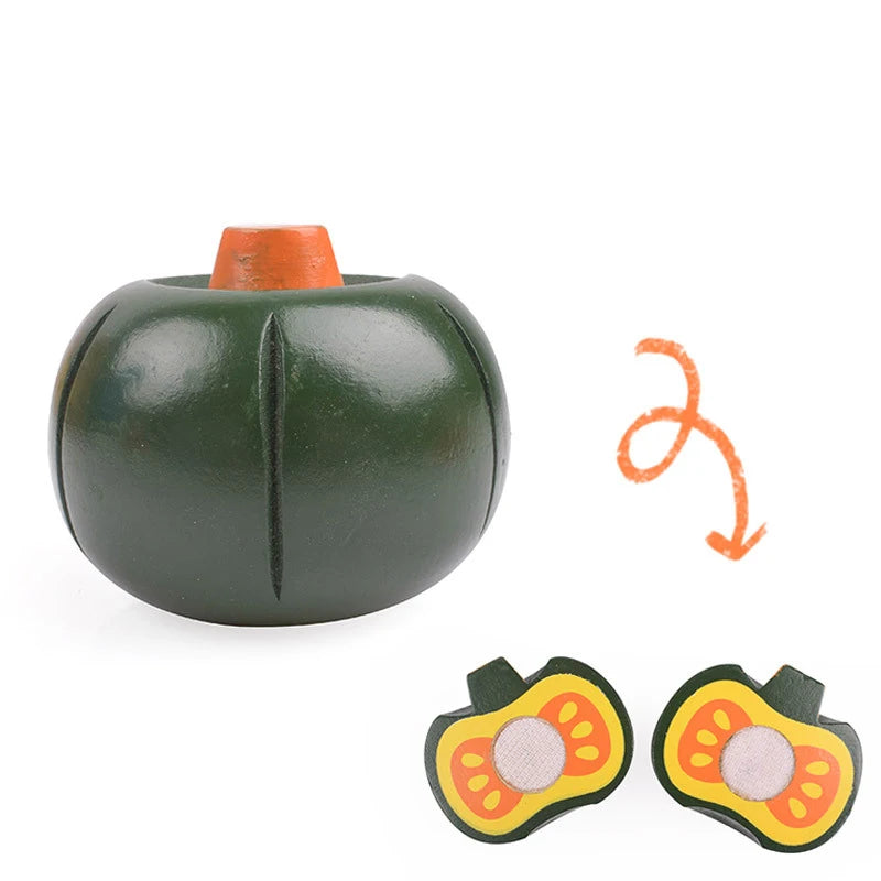 1Pcs Simulation Kitchen Cut Fruit Toys Paste Wooden Toy Chechele Food Fruit Vegetable Educational Toys Puzzle for Children Gifts