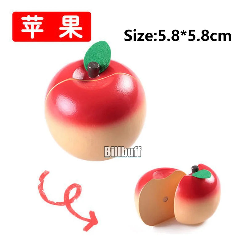 Montessori Wooden Magnetic Cutting Fruit Toy Banana Lemons Model Kitchen Educational Toy
