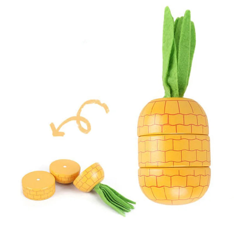 Montessori Simulation 3D Woodens Toy Magnetic Cutting Fruit Banana Lemons Kitchen Model Early Educational Toys for Children Gift