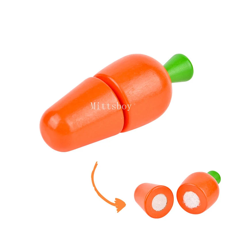 Chechele Wooden Kitchen Cut Fruit Toys Educational Puzzle For Children WDF01 Safe Eco Friendly