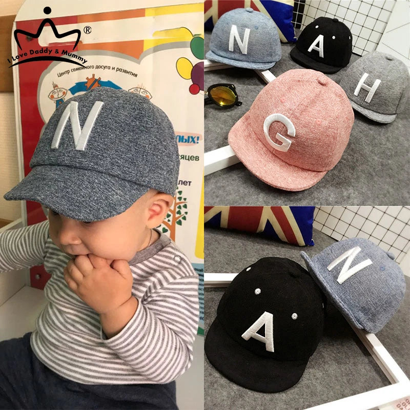 Spring Summer Baby Boy Hat Cap Letter Toddler Baby Baseball Cap Cotton Adjustable Visor Sun Hats Kids Girls Peaked Cap