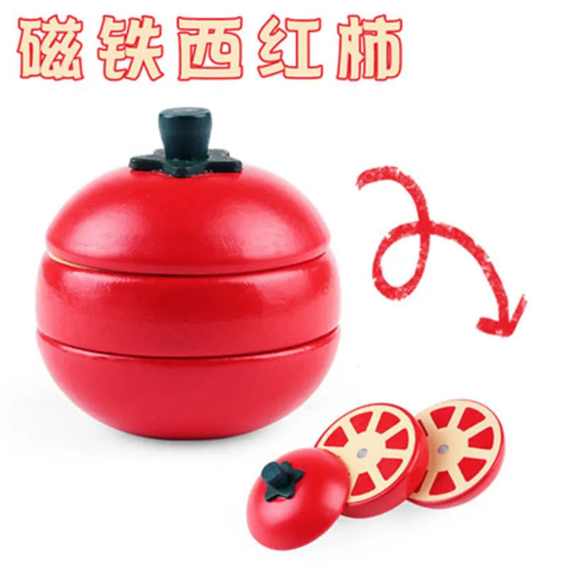 Chechele Montessori 3D Vegetable and Fruit Wooden Kitchen Toy Model Veg3D for Children Coordination Educational Toy