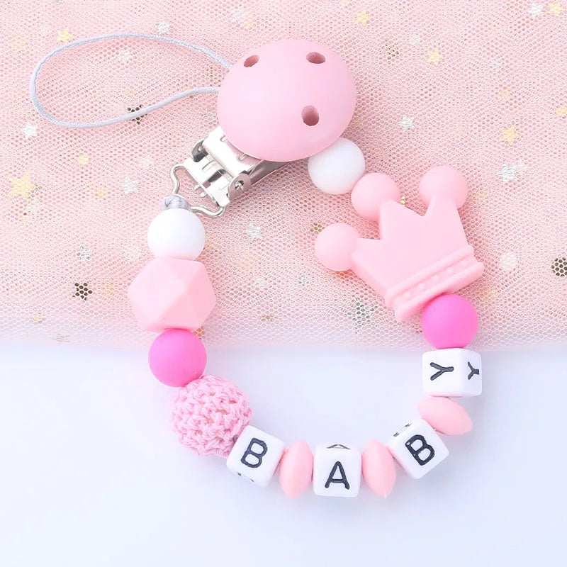 Baby Pacifier Clip Holder Free personalized name Food Silicone Teething With Newborn Gift Anti-drop Chain