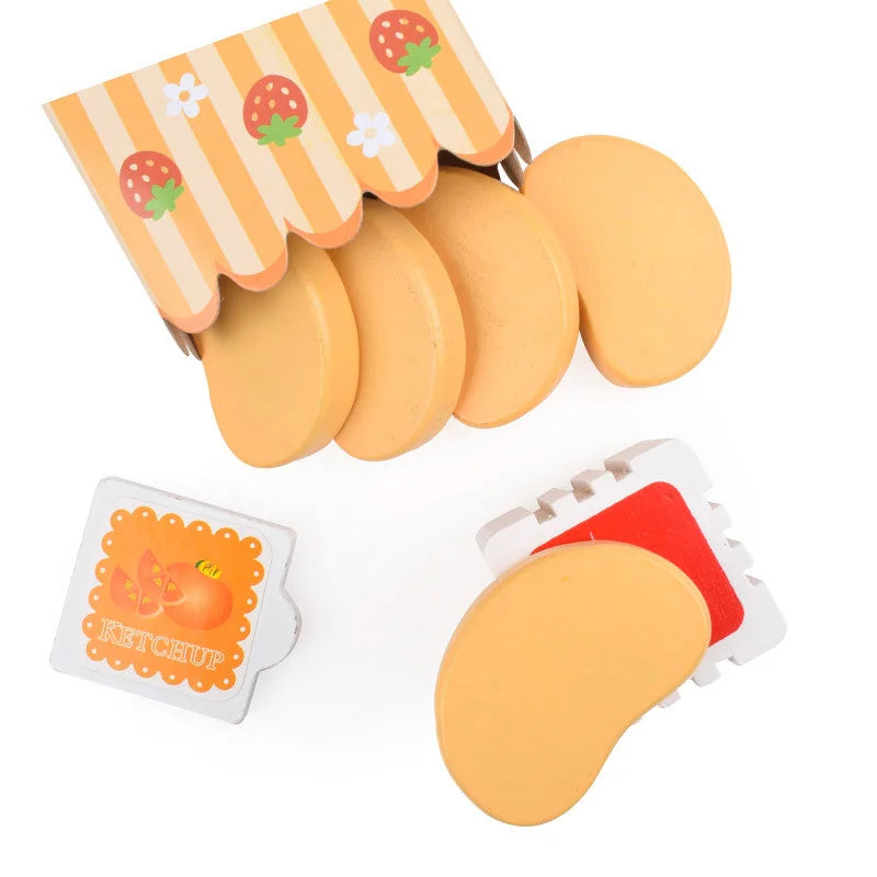 Magnetic Tool Kitchen Montessori Brain Game Toy Hamburger Play House Toys Simulation Seasoning Baking Toy Wooden Educational Toy
