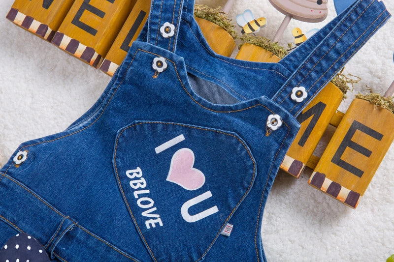 IENENS Baby Girls Overalls Kids Trousers Denim Dungarees Embroidery Butterfly Pants Toddler Infant  Jumpsuit 0-4 Years Clothes