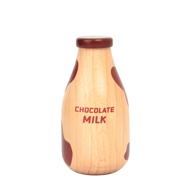 Chechele Magnetic Wooden Kitchen Educational Toy Strawberry Milk Bottle Play Set Model 1Pcs