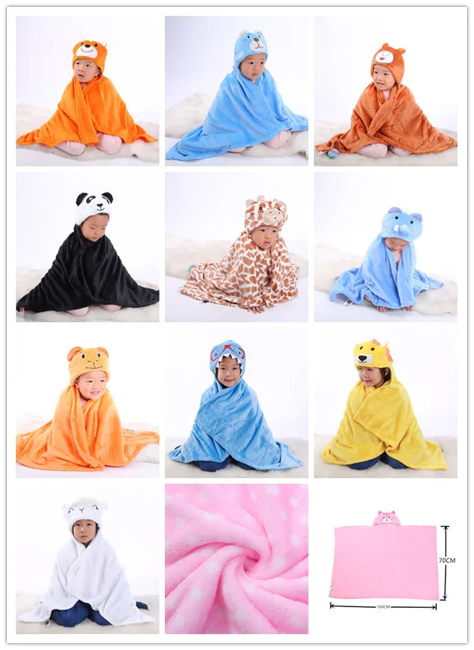 2024 New Flannel Baby Blanket 3D Animal 3D Cloak Children's Cartoon Bathtowel