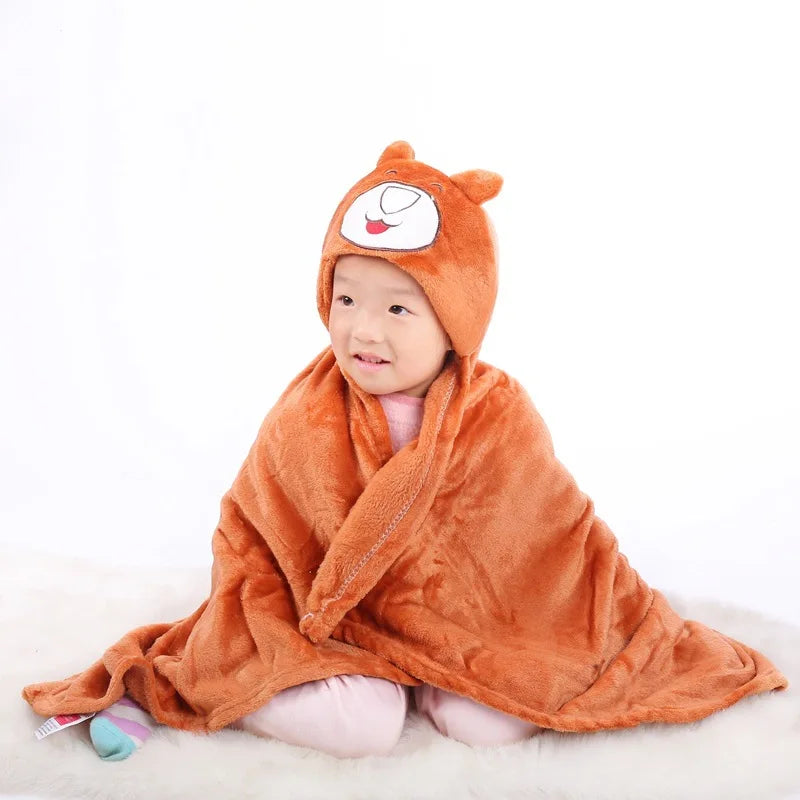 2024 New Flannel Baby Blanket 3D Animal 3D Cloak Children's Cartoon Bathtowel