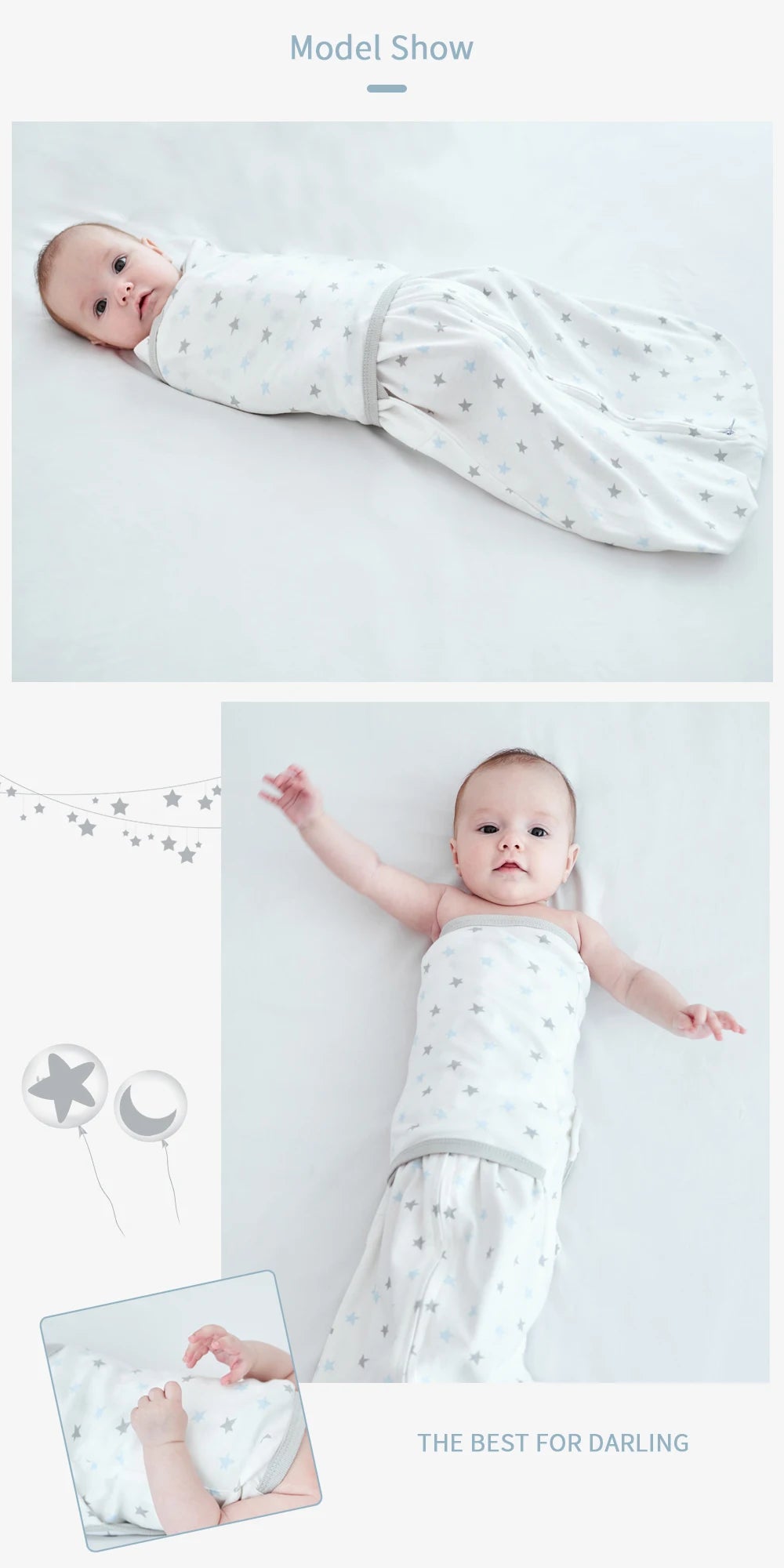 Insular Newborn Baby Anti Shock Swaddling Sleeping Bag Spring And Summer Thin Baby Anti Shock Artifact Newborn Bag Held Cotton