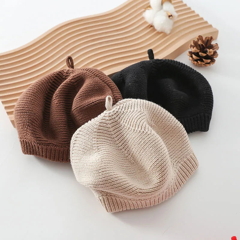 MILANCEL New Baby Knitting Berets Cotton Kids Cap Solid Newbron Korean Girls Hat