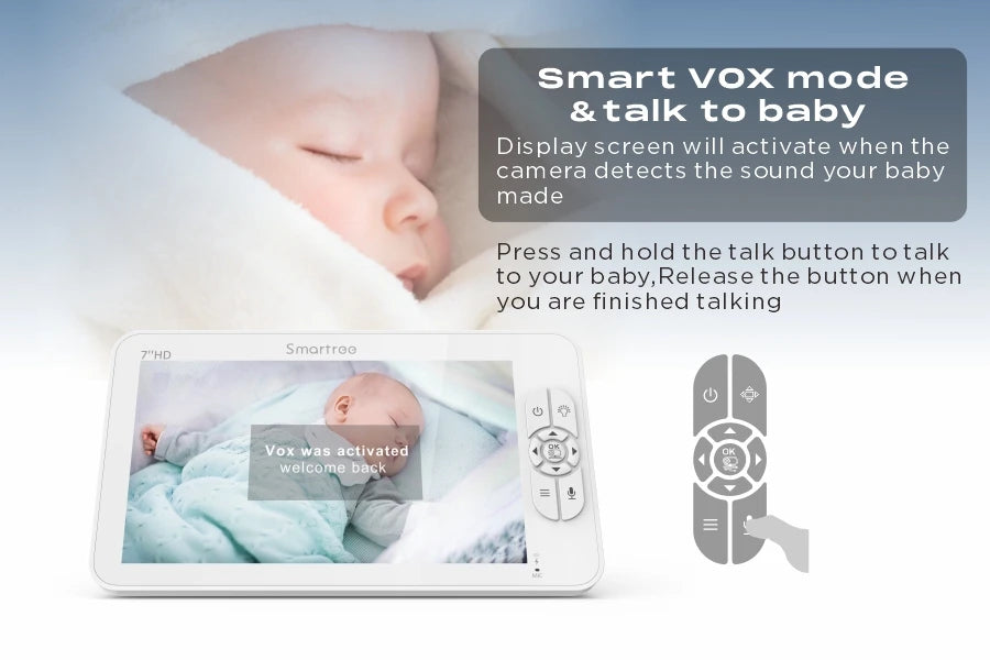 7" Video Baby Monitor, 720P HD Display, IPS , Support 2 HDCams, 24Hour Battery Life, 1000ft Range, Split mode