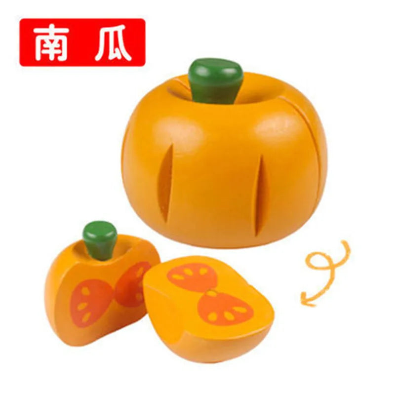 Chechele Montessori 3D Vegetable and Fruit Wooden Kitchen Toy Model Veg3D for Children Coordination Educational Toy