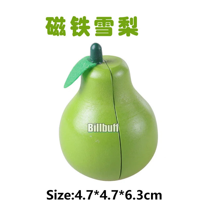 Montessori Wooden Magnetic Cutting Fruit Toy Banana Lemons Model Kitchen Educational Toy