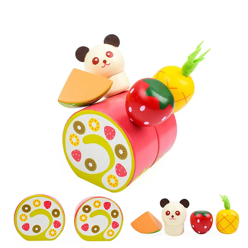 1Pcs Wooden Magnetic Chechele Montessori Simulation Play House Vegetable Biscuit Bread Baking Toys Wooden Educational Toys Gifts
