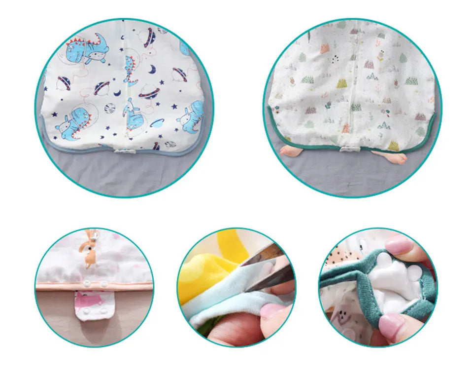Baby Sleeping Bag Wearable Blanket Newborn Swaddle Wrap Sack Gauze Bamboo Cotton Spring 1Tog Sleep Bag Changing Diaper 0-24M