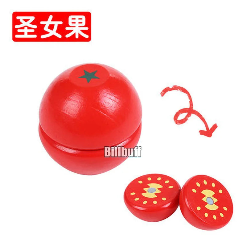 Montessori Wooden Magnetic Cutting Fruit Toy Banana Lemons Model Kitchen Educational Toy