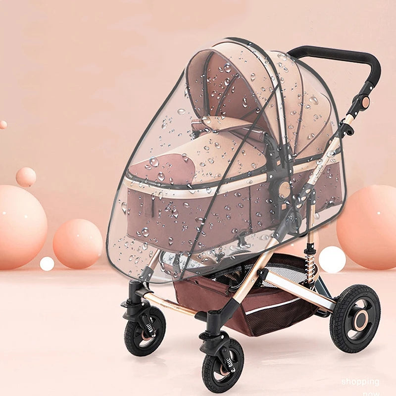 Stroller Rain Cover Transparent Wind Dust Shield Universal Trolley Umbrella Raincoat Baby Car Seat Cover Sunshade Breathable