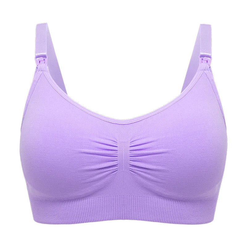 Nursing Bra Seamless Plus Size Breathable Open-Up Clasp Push Up For Breastfeeding Maternity Underwear