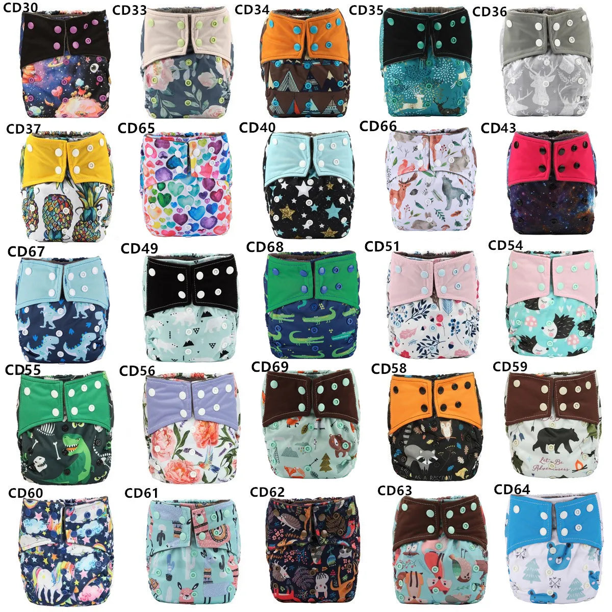1 Baby Cloth Diaper Nappy Washable Reusable Double Gusset Bamboo Charcoal 3-15kg 8-36lbs NO INSERTS