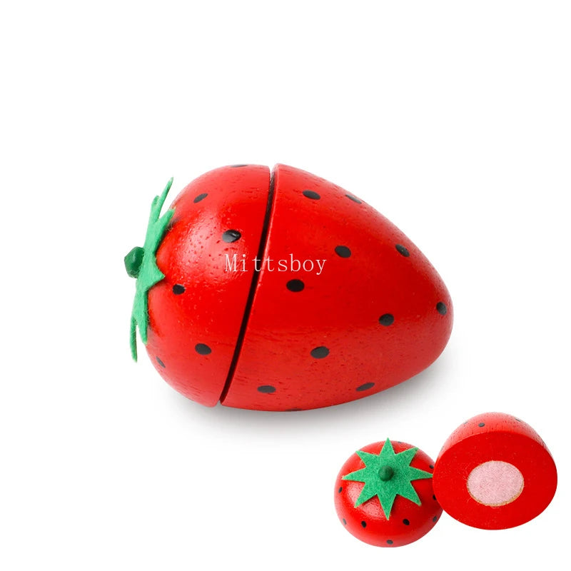 Chechele Wooden Kitchen Cut Fruit Toys Educational Puzzle For Children WDF01 Safe Eco Friendly