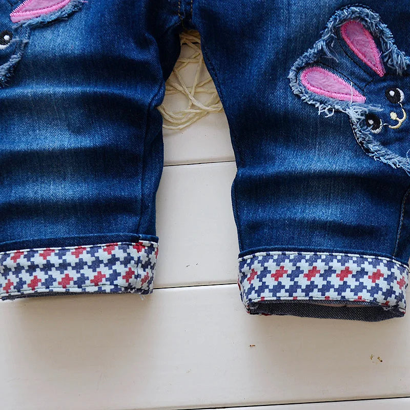 IENENS Baby Girls Overalls Kids Trousers Denim Dungarees Embroidery Butterfly Pants Toddler Infant  Jumpsuit 0-4 Years Clothes
