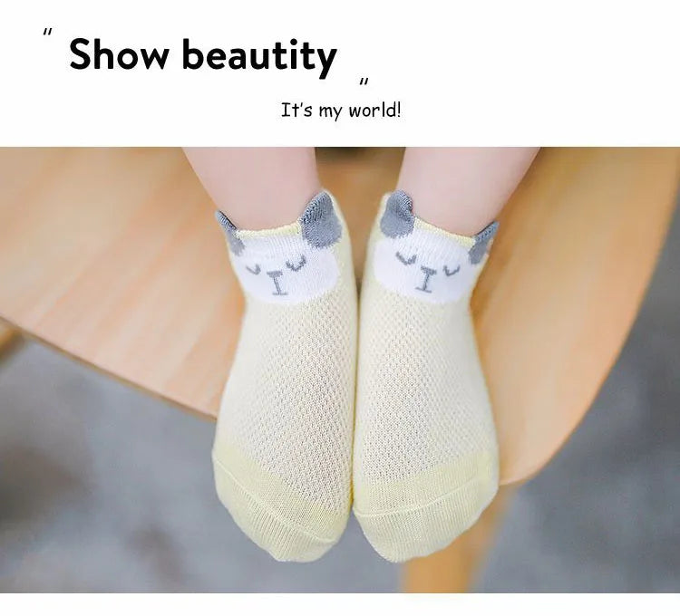 5 Pairs/Lot Baby Socks Newborns Infant Cute Cartoons Soft Cotton  Mesh Short Socks For 0-24 Month Boy Girl Babies Fashion Kids