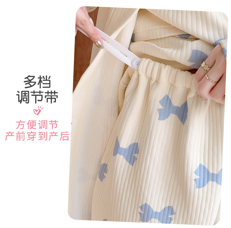 2025 Autumn Nursing Pajamas Korean Cotton Sexy 3pcs/set Maternity Sleepwear Postpartum Breastfeeding Pregnancy Nightwear