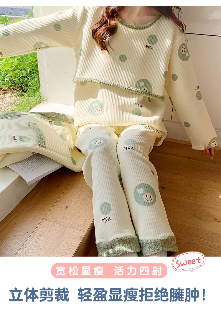 2025 Autumn Nursing Pajamas Korean Cotton Sexy 3pcs/set Maternity Sleepwear Postpartum Breastfeeding Pregnancy Nightwear
