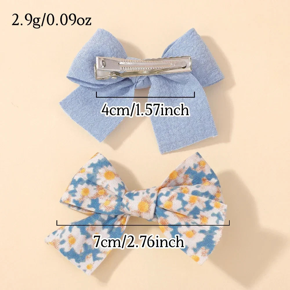 4Pcs/Set Baby Girls Hair Accessories Sweet Plaid Flowers Lace Bows Hair Clips Lovely Ins Hairpin Barrette Headwear