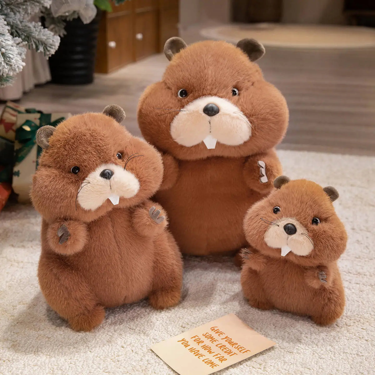 22/35/45cm Simulation Beaver Plush Doll Cute Fluffy Sitting Marmot Groundhog Toy For Kids Adorable Birthday Gift Doll