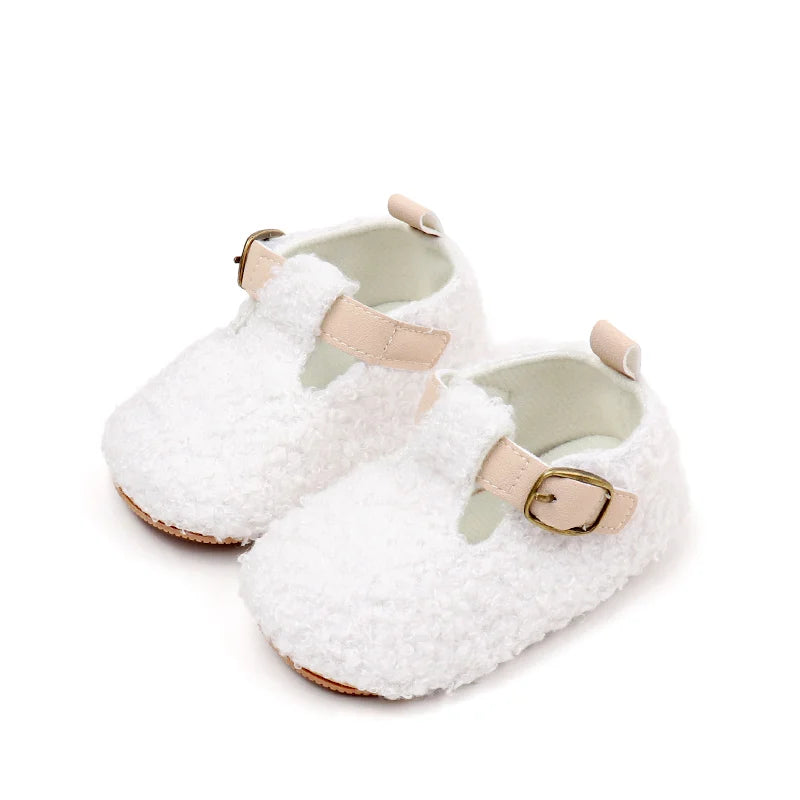 Winter Cute Baby Girl Boy Velvet Cotton Shoes Warm Plush Comfortable TPR Sole Anti Slip Solid High Quality Walking Shoes BMB4005