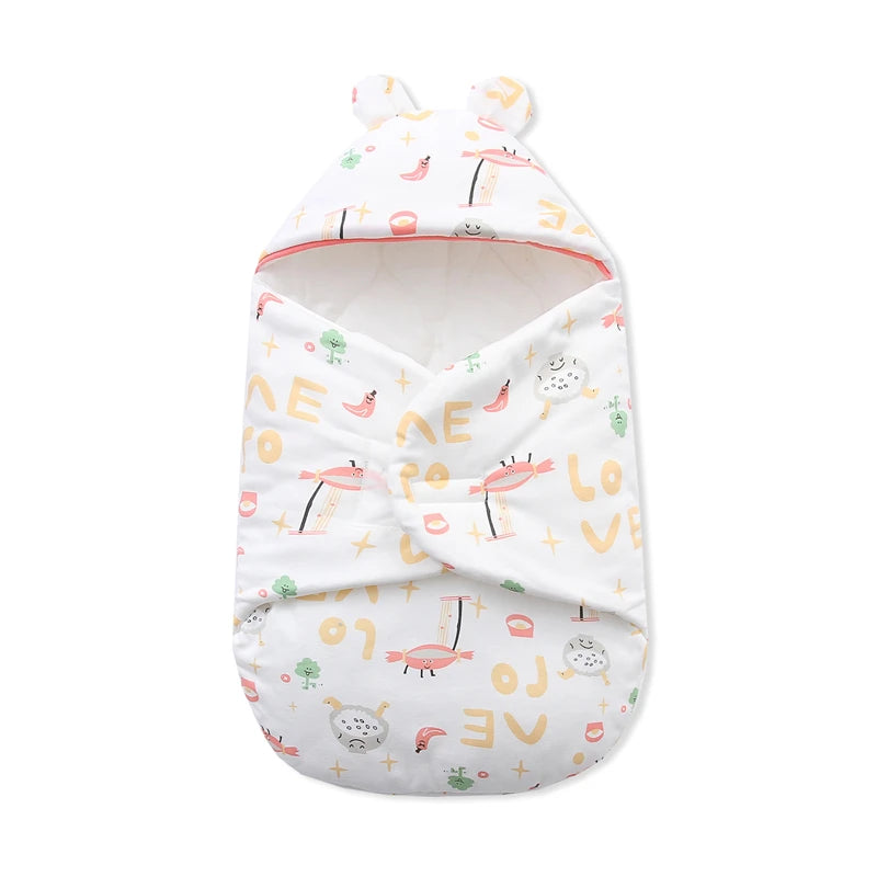 Newborn Baby Sleeping Bags Cartoon Baby Wrap Blankets Autumn and Winter Newborn SleepSack Envelope Thick Cocoon for Baby 0-6M