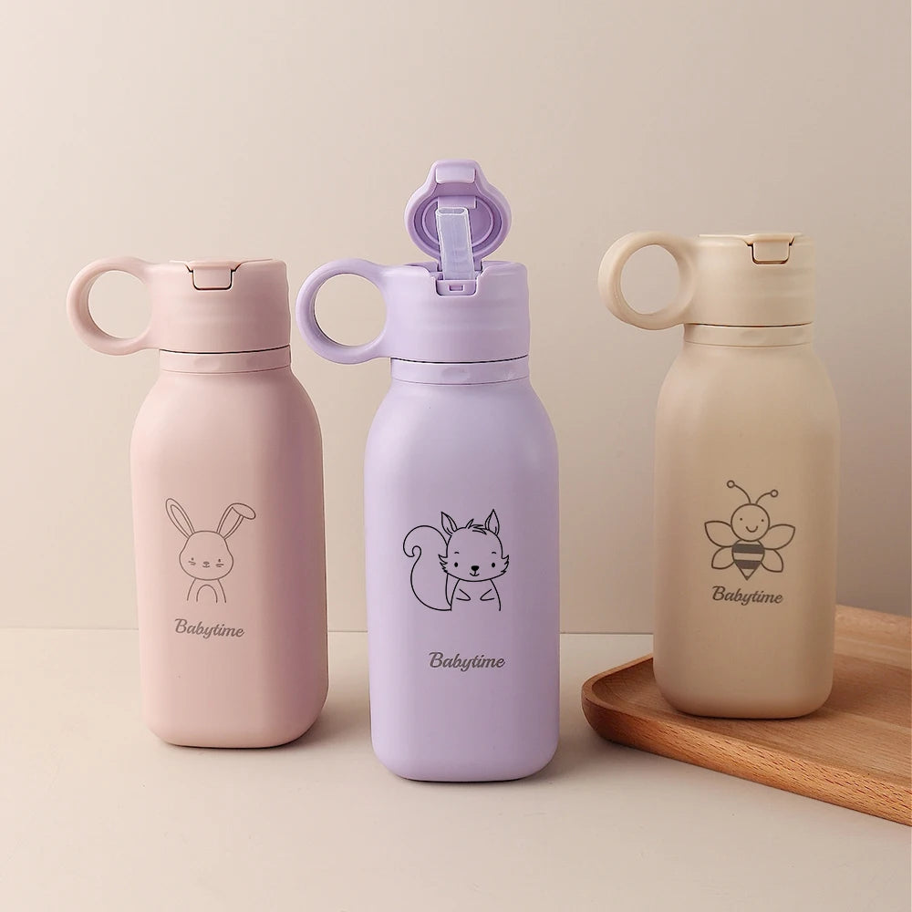 Personalized 450ml Silicone Straw Cup with Name – Custom Cartoon Water Bottle for Kids
