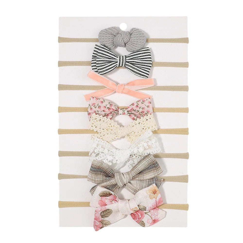 12Pcs Butterfly Tie Headbands Set For Children's Hair Accessories Nylon Elastic Bows Toddler