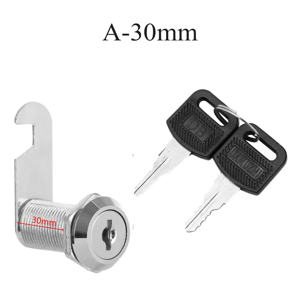 Zinc Alloy Cabinet Cam Lock With 2 Keys 10-30mm For Wood Metal And Glass Doors, Cabinet Locker Lock