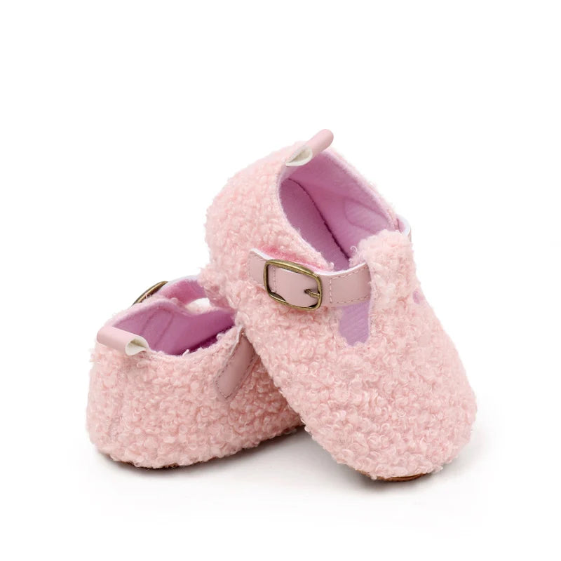 Winter Cute Baby Girl Boy Velvet Cotton Shoes Warm Plush Comfortable TPR Sole Anti Slip Solid High Quality Walking Shoes BMB4005