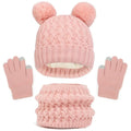 Kids Winter Hat Scarf Gloves Set Girls Knitted Scarf 3pc Set Childs Winter Warm Neck Scarves Beanie Cap For Boy Baby Gloves Suit