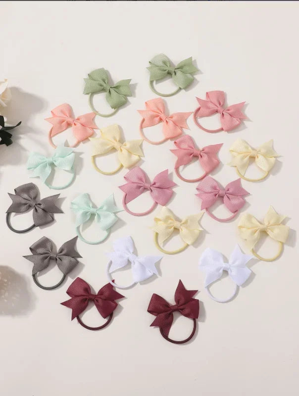 20Pcs/lot 2.1-Inch Lovely Bowknot Hairband Ribbon Head Rope Kids Hair Accessories Boutique Headwear for Girls Wholesale Gift