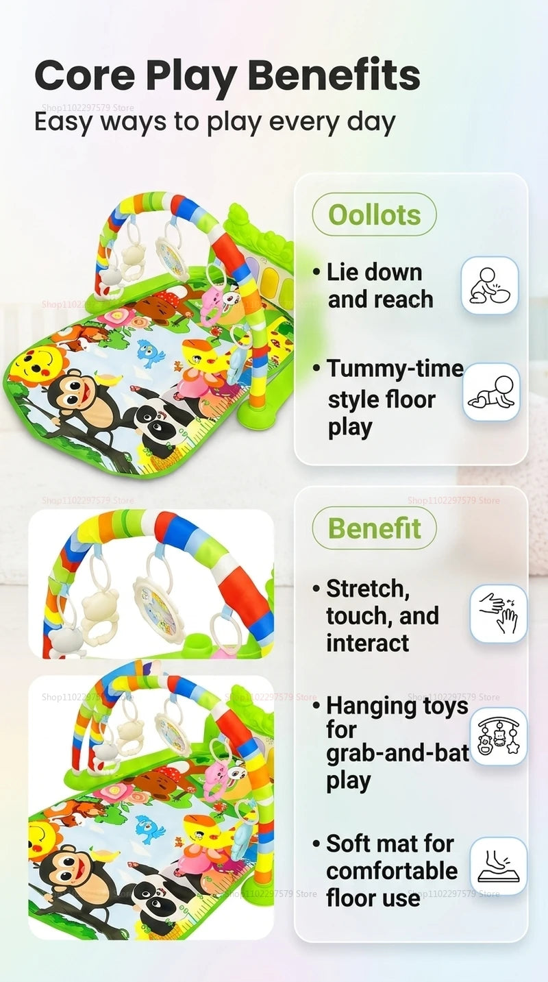 2026 Baby Play Gym Piano Mat for Newborns and Toddlers 0-36 Months Music Activity Center Early Learning Sensory Development Gift