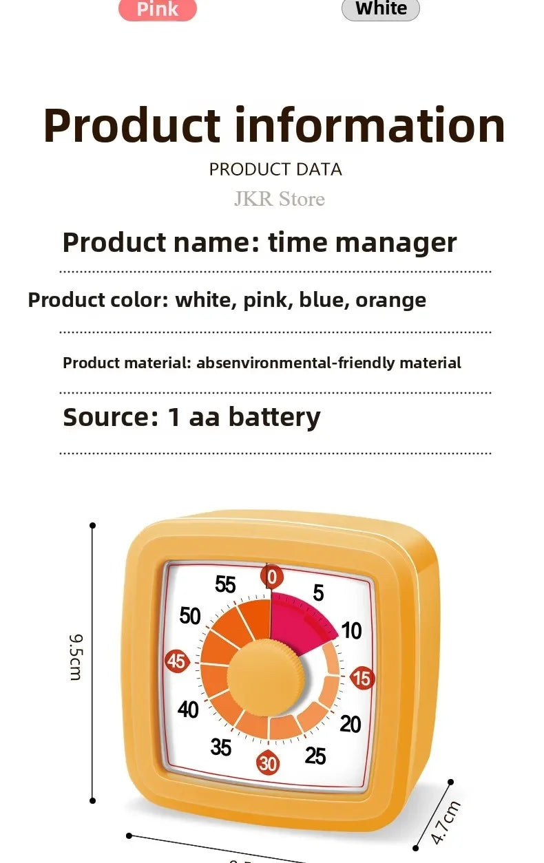 Visual Timer With Night Light School Minuteur 60-Minute Countdown Timer for Kids and Adults Pomodoro Stopwatch Clock
