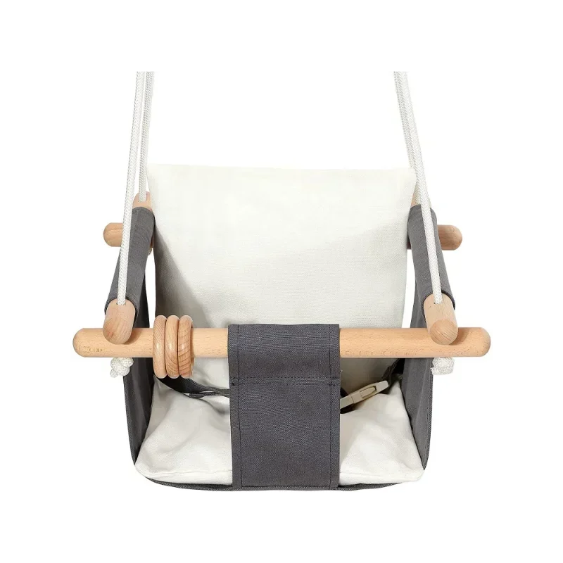 Canvas Cotton Toddler Swing Seat With Strong Ropes And Carabiners For Indoor And Outdoor Use Safe For Children
