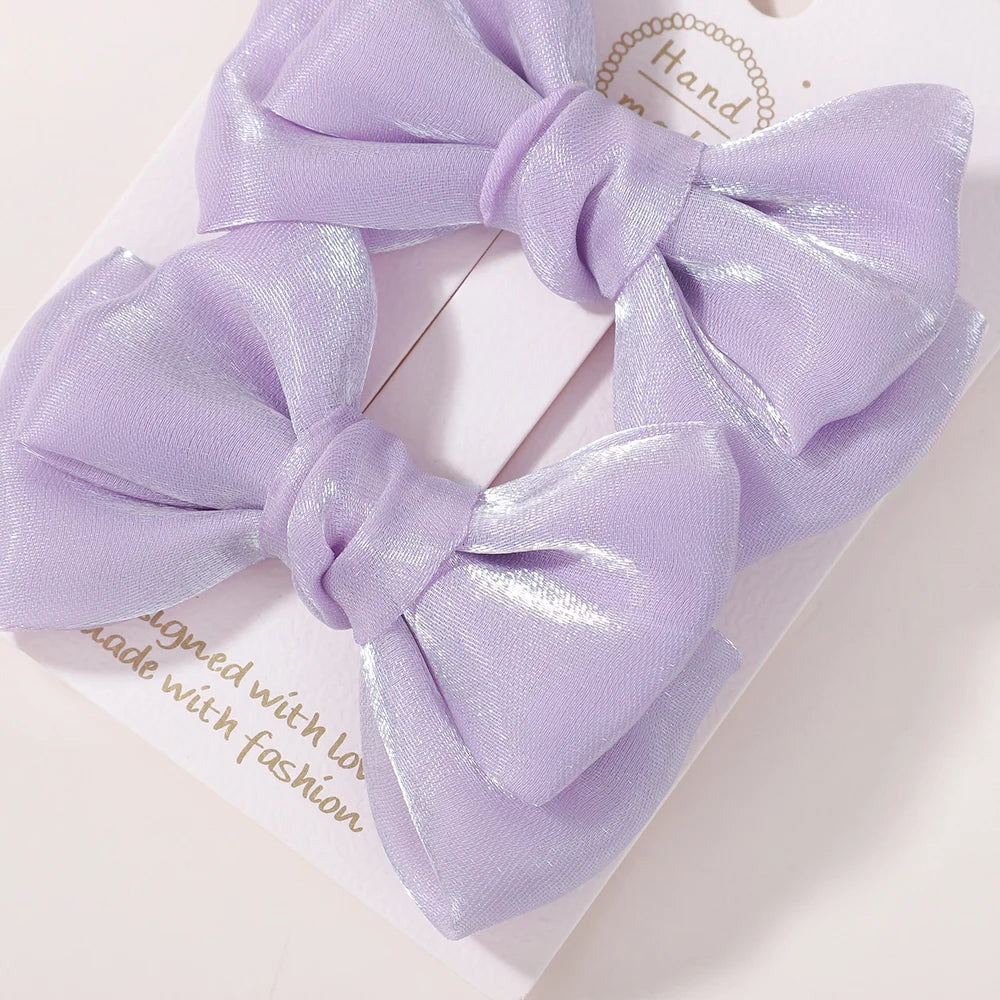 2Pcs/lot Princess Chiffon Bow Ponytail Hair Clips Girls Kids Hair Jewerly Hairpin Barrettes Fashion Hair Accessories