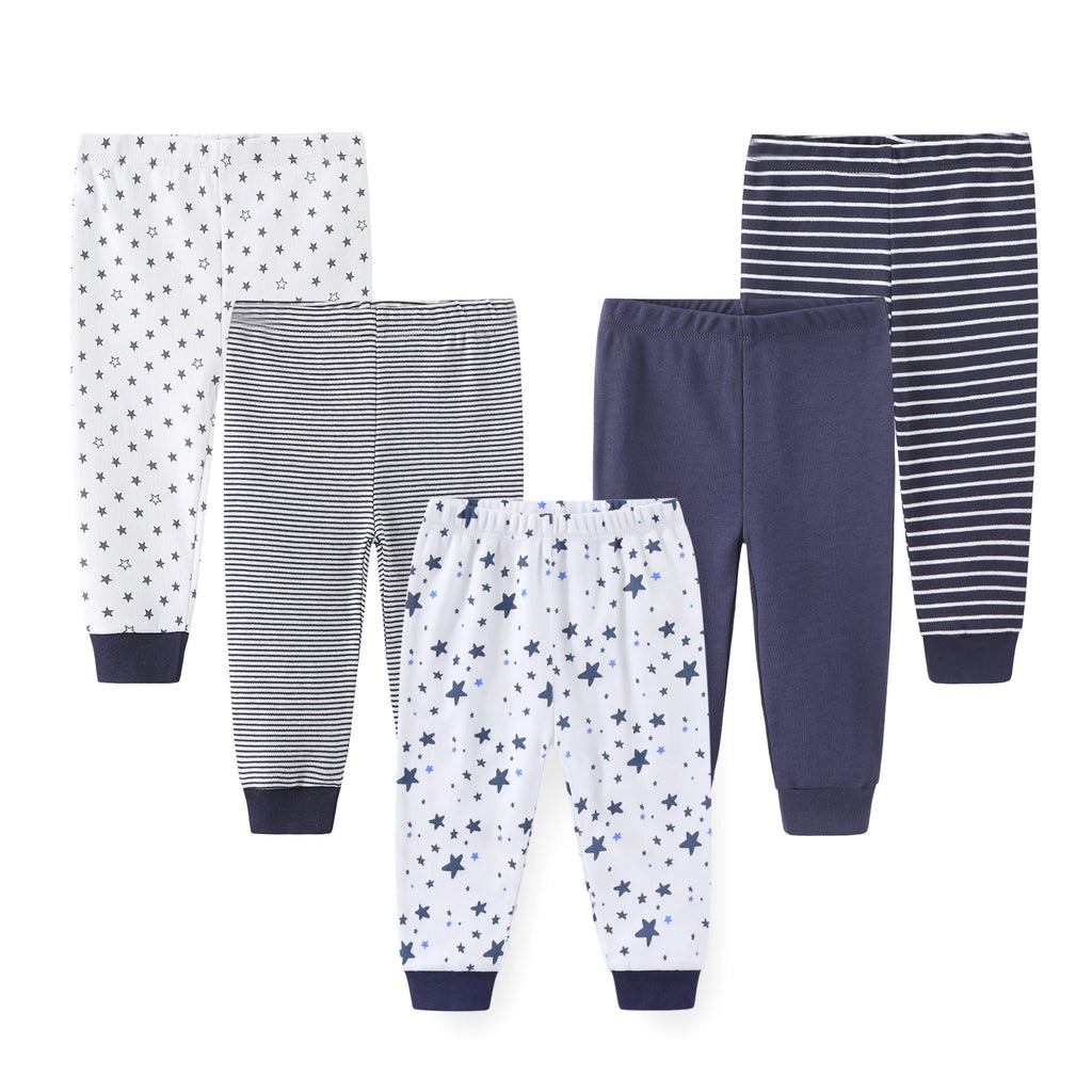 5-Pack Simple Baby Unisex Trousers Four Seasons Newborn Boys Girls Long Pants 0-12 Months Infant Clothes