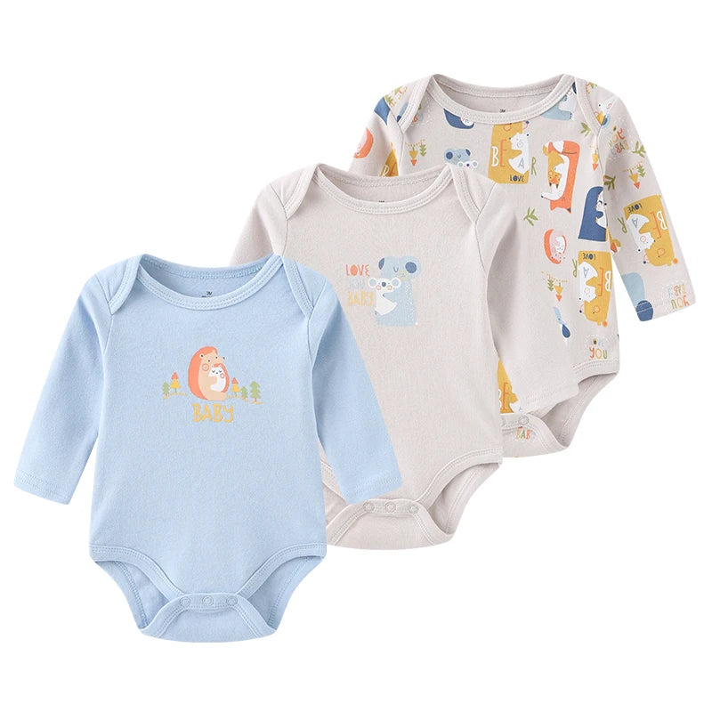 kiddiezoom Spring Autumn Cartoon Long Sleeve Newborn Baby Boy Girl Bodysuits 100%cotton Soft Baby Clothes