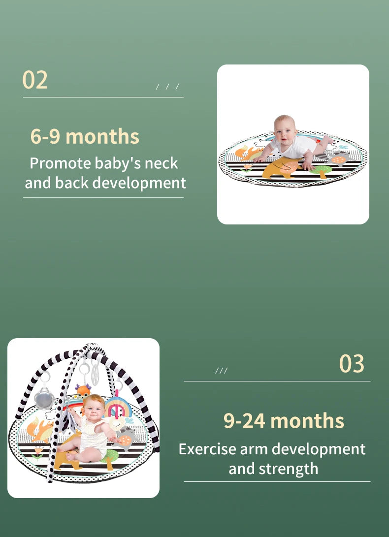 Baby Educational Fitness Frame Gym Play Mat 0-36 Months Tummy Time Crawling Game Blanket Toys Play Mat Rack Crawling Blanket