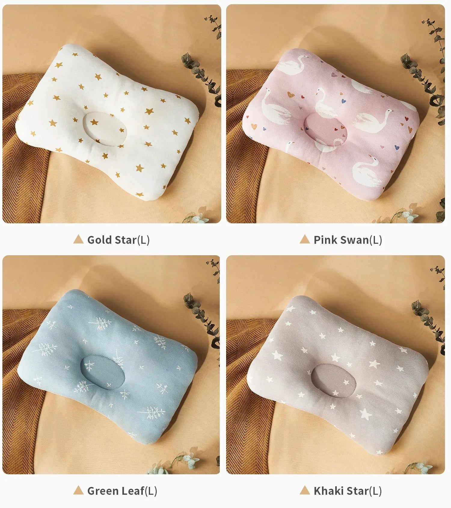 INSULAR Infant Head Pillows Baby Design Breathable Cotton Cushion Pillow