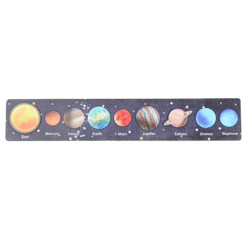 Wooden Eight Planets Puzzle Educational Solar System Toy For Children Ages Three And Up Safe Eco Friendly Wood