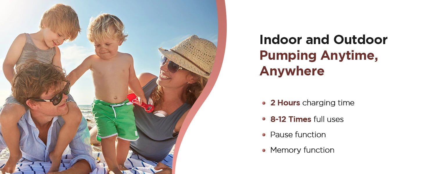 2pcs Hands Free Electric Breast Pump, Pain-Free, BPA-Free, Quick Installation 3 Modes and 12 Levels with 17/19/21/24 mm Flanges