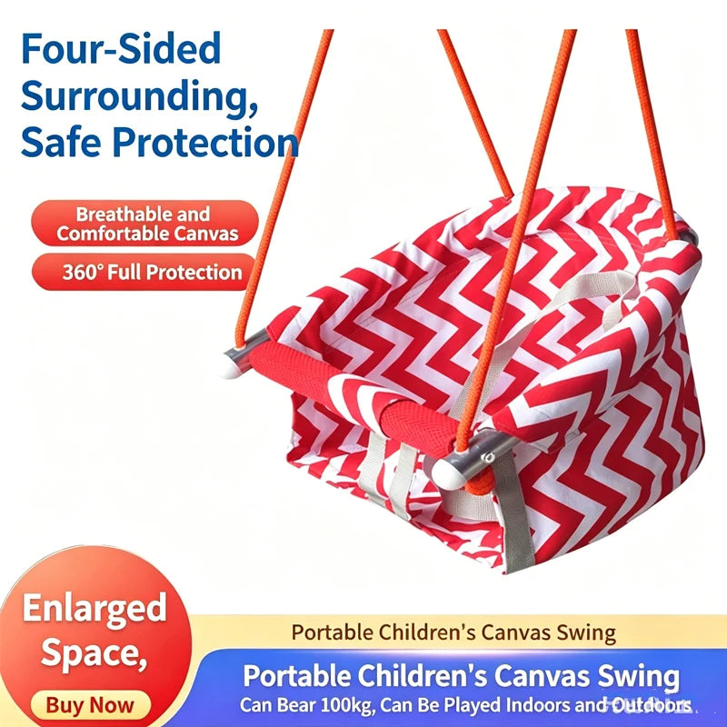 Infant and Toddler Cloth Swing Chair with Safety Harness