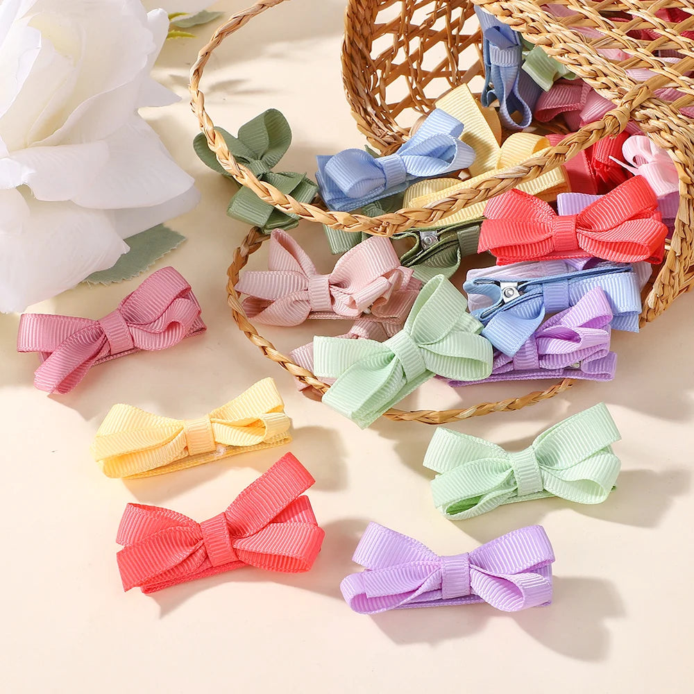 60Pcs Random Candy Color Hair Bows Hair Clip 2.36 Inch Ribbon Hairgripes Cute Baby Girls Headdress